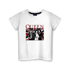 Детская футболка хлопок с принтом Queen band , 100% хлопок | круглый вырез горловины, полуприлегающий силуэт, длина до линии бедер | england | freddie | mercury | queen   легендарная рок группаqueen | фредди меркьури