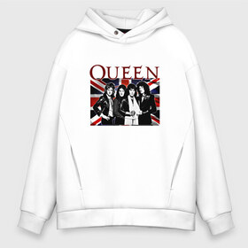 Мужское худи Oversize хлопок с принтом Queen band , френч-терри — 70% хлопок, 30% полиэстер. Мягкий теплый начес внутри —100% хлопок | боковые карманы, эластичные манжеты и нижняя кромка, капюшон на магнитной кнопке | england | freddie | mercury | queen   легендарная рок группаqueen | фредди меркьури