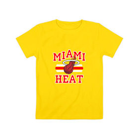 Детская футболка хлопок с принтом Miami Heat , 100% хлопок | круглый вырез горловины, полуприлегающий силуэт, длина до линии бедер | basketball | nba | баскетболл | майами | нба | хит