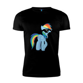 Мужская футболка премиум с принтом Rainbow Dash , 92% хлопок, 8% лайкра | приталенный силуэт, круглый вырез ворота, длина до линии бедра, короткий рукав | mlp | pony | rainbow dash | пони | радуга | рэйнбоу | усы