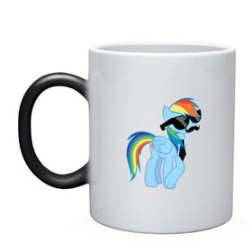 Кружка хамелеон с принтом Rainbow Dash , керамика | меняет цвет при нагревании, емкость 330 мл | Тематика изображения на принте: mlp | pony | rainbow dash | пони | радуга | рэйнбоу | усы