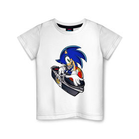 Детская футболка хлопок с принтом Sonic , 100% хлопок | круглый вырез горловины, полуприлегающий силуэт, длина до линии бедер | dj | sega | sonic главный персонаж серии комиксов и мультфильмовsonic | сонник