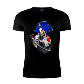 Мужская футболка премиум с принтом Sonic , 92% хлопок, 8% лайкра | приталенный силуэт, круглый вырез ворота, длина до линии бедра, короткий рукав | dj | sega | sonic главный персонаж серии комиксов и мультфильмовsonic | сонник