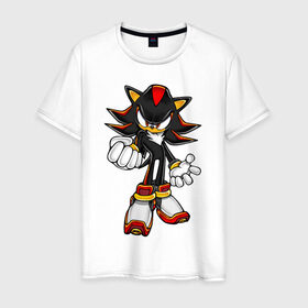 Мужская футболка хлопок с принтом Sonic Shadow , 100% хлопок | прямой крой, круглый вырез горловины, длина до линии бедер, слегка спущенное плечо. | sega | sonic shadow | sonic shadow  персонаж серии sonic the hedgehogsonic | еж