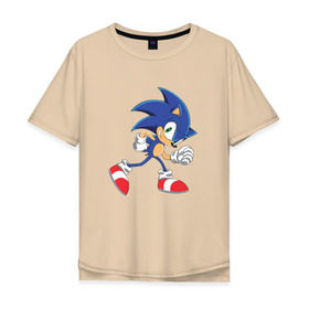 Мужская футболка хлопок Oversize с принтом Sonic the Hedgehog , 100% хлопок | свободный крой, круглый ворот, “спинка” длиннее передней части | sonic | sonic the hedgehogсега | олдскул | соник