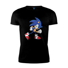 Мужская футболка премиум с принтом Sonic the Hedgehog , 92% хлопок, 8% лайкра | приталенный силуэт, круглый вырез ворота, длина до линии бедра, короткий рукав | sonic | sonic the hedgehogсега | олдскул | соник