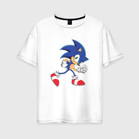 Женская футболка хлопок Oversize с принтом Sonic the Hedgehog , 100% хлопок | свободный крой, круглый ворот, спущенный рукав, длина до линии бедер
 | sonic | sonic the hedgehogсега | олдскул | соник