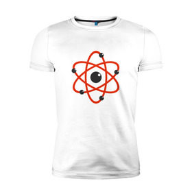 Мужская футболка премиум с принтом Atom , 92% хлопок, 8% лайкра | приталенный силуэт, круглый вырез ворота, длина до линии бедра, короткий рукав | атом | атомэлектрон | молекула | протон | химия