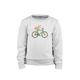 Детский свитшот хлопок с принтом Корги на велосипеде , 100% хлопок | круглый вырез горловины, эластичные манжеты, пояс и воротник | Тематика изображения на принте: велосипед | корги | собака