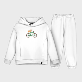 Детский костюм хлопок Oversize с принтом Корги на велосипеде ,  |  | велосипед | корги | собака