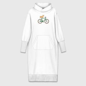 Платье удлиненное хлопок с принтом Корги на велосипеде ,  |  | Тематика изображения на принте: велосипед | корги | собака