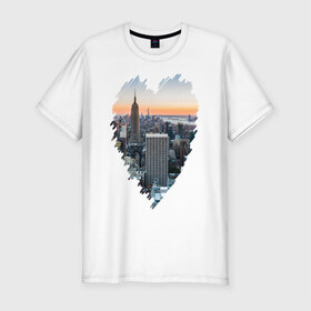 Мужская футболка премиум с принтом Любимый Нью-Йорк , 92% хлопок, 8% лайкра | приталенный силуэт, круглый вырез ворота, длина до линии бедра, короткий рукав | new york | америка | мегаполис | сердце | я люблю
