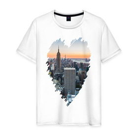 Мужская футболка хлопок с принтом Любимый Нью-Йорк , 100% хлопок | прямой крой, круглый вырез горловины, длина до линии бедер, слегка спущенное плечо. | new york | америка | мегаполис | сердце | я люблю