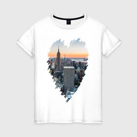 Женская футболка хлопок с принтом Любимый Нью-Йорк , 100% хлопок | прямой крой, круглый вырез горловины, длина до линии бедер, слегка спущенное плечо | new york | америка | мегаполис | сердце | я люблю