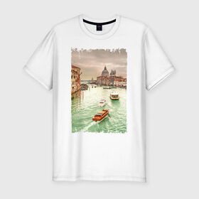 Мужская футболка премиум с принтом Венеция , 92% хлопок, 8% лайкра | приталенный силуэт, круглый вырез ворота, длина до линии бедра, короткий рукав | Тематика изображения на принте: венеция | город на воде | италия