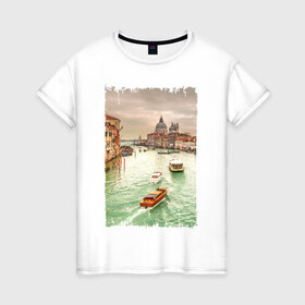 Женская футболка хлопок с принтом Венеция , 100% хлопок | прямой крой, круглый вырез горловины, длина до линии бедер, слегка спущенное плечо | венеция | город на воде | италия