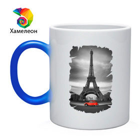 Кружка хамелеон с принтом Эйфелева башня , керамика | меняет цвет при нагревании, емкость 330 мл | france | paris | париж | франция | эйфелева башня