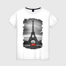 Женская футболка хлопок с принтом Эйфелева башня , 100% хлопок | прямой крой, круглый вырез горловины, длина до линии бедер, слегка спущенное плечо | france | paris | париж | франция | эйфелева башня