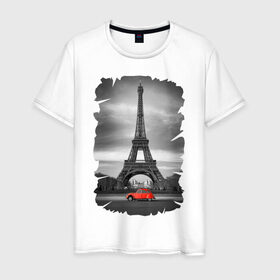 Мужская футболка хлопок с принтом Эйфелева башня , 100% хлопок | прямой крой, круглый вырез горловины, длина до линии бедер, слегка спущенное плечо. | Тематика изображения на принте: france | paris | париж | франция | эйфелева башня