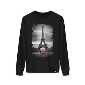 Женский свитшот хлопок с принтом Эйфелева башня , 100% хлопок | прямой крой, круглый вырез, на манжетах и по низу широкая трикотажная резинка  | france | paris | париж | франция | эйфелева башня