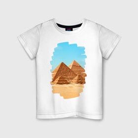 Детская футболка хлопок с принтом Египетские пирамиды , 100% хлопок | круглый вырез горловины, полуприлегающий силуэт, длина до линии бедер | великие пирамиды | гиза | египет | каир | пустыня