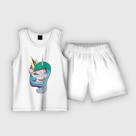 Детская пижама с шортами хлопок с принтом Princess Celestia ,  |  | celestia | mlp | pony | unicorn | пони | селестия