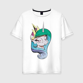 Женская футболка хлопок Oversize с принтом Princess Celestia , 100% хлопок | свободный крой, круглый ворот, спущенный рукав, длина до линии бедер
 | celestia | mlp | pony | unicorn | пони | селестия