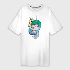 Платье-футболка хлопок с принтом Princess Celestia ,  |  | celestia | mlp | pony | unicorn | пони | селестия