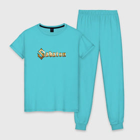 Женская пижама хлопок с принтом Sabaton , 100% хлопок | брюки и футболка прямого кроя, без карманов, на брюках мягкая резинка на поясе и по низу штанин | sabaton