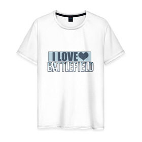 Мужская футболка хлопок с принтом I LOVE BATTLEFIELD , 100% хлопок | прямой крой, круглый вырез горловины, длина до линии бедер, слегка спущенное плечо. | 