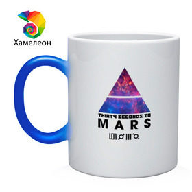 Кружка хамелеон с принтом Thirty seconds to mars cosmos , керамика | меняет цвет при нагревании, емкость 330 мл | Тематика изображения на принте: 30 | cosmos | mars | seconds | thirty | to