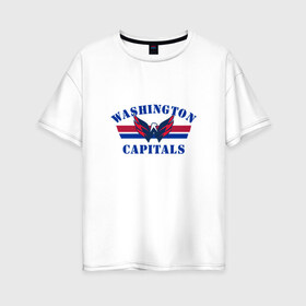 Женская футболка хлопок Oversize с принтом Washington Capitals WC , 100% хлопок | свободный крой, круглый ворот, спущенный рукав, длина до линии бедер
 | capitals | ovechkin | washington | вашингтон | овечкин