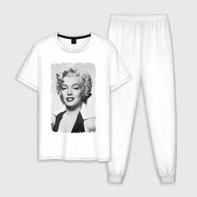 Мужская пижама хлопок с принтом Мэрилин Монро (Marilyn Monroe) , 100% хлопок | брюки и футболка прямого кроя, без карманов, на брюках мягкая резинка на поясе и по низу штанин
 | marilyn monroe | актриса | мэрилин монро | певица