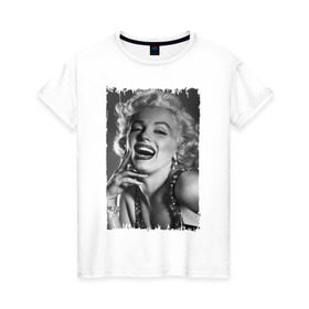 Женская футболка хлопок с принтом Marilyn Monroe , 100% хлопок | прямой крой, круглый вырез горловины, длина до линии бедер, слегка спущенное плечо | marilyn monroe | актриса | мэрилин монро | певица