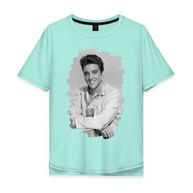 Мужская футболка хлопок Oversize с принтом Elvis Presley , 100% хлопок | свободный крой, круглый ворот, “спинка” длиннее передней части | Тематика изображения на принте: elvis presley | король | рок н ролл | элвис пресли
