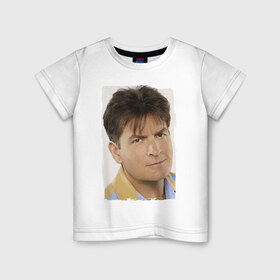 Детская футболка хлопок с принтом Чарли Шин (Charlie Sheen) , 100% хлопок | круглый вырез горловины, полуприлегающий силуэт, длина до линии бедер | charlie sheen | кинозвезда | ситком | чарли шин
