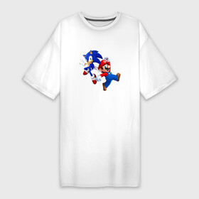Платье-футболка хлопок с принтом Sonic and Mario ,  |  | nintendo | марио | нинтендо