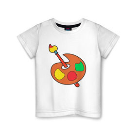 Детская футболка хлопок с принтом Палитра , 100% хлопок | круглый вырез горловины, полуприлегающий силуэт, длина до линии бедер | кисть | краски | палитра | рисование