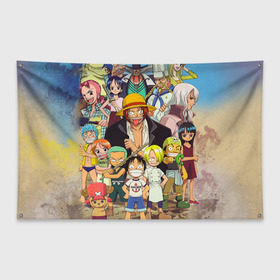 Флаг-баннер с принтом One Piece , 100% полиэстер | размер 67 х 109 см, плотность ткани — 95 г/м2; по краям флага есть четыре люверса для крепления | anime | one piece | аниме | ван пис