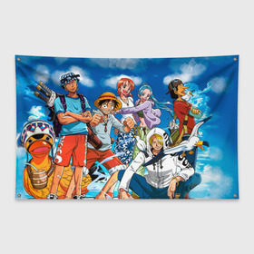 Флаг-баннер с принтом One Piece , 100% полиэстер | размер 67 х 109 см, плотность ткани — 95 г/м2; по краям флага есть четыре люверса для крепления | anime | one piece | аниме | ван пис