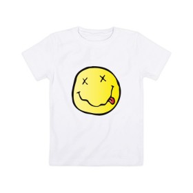 Детская футболка хлопок с принтом Нирвана , 100% хлопок | круглый вырез горловины, полуприлегающий силуэт, длина до линии бедер | smells like teen spirit | кобейн | нирвана | нирванарок