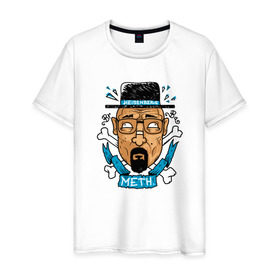 Мужская футболка хлопок с принтом Heisenberg - Only Meth , 100% хлопок | прямой крой, круглый вырез горловины, длина до линии бедер, слегка спущенное плечо. | breaking bad | chef | dope | heisenberg | walter white