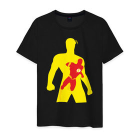 Мужская футболка хлопок с принтом Flash Minimalist Comics , 100% хлопок | прямой крой, круглый вырез горловины, длина до линии бедер, слегка спущенное плечо. | Тематика изображения на принте: flash minimalist comics justice flash флеш