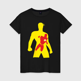 Женская футболка хлопок с принтом Flash Minimalist Comics , 100% хлопок | прямой крой, круглый вырез горловины, длина до линии бедер, слегка спущенное плечо | flash minimalist comics justice flash флеш