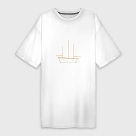 Платье-футболка хлопок с принтом Звездный корабль ,  |  | волны | звезды | корабль | море | паруса | созвездия