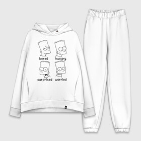 Женский костюм хлопок Oversize с принтом Bart Emotions ,  |  | emotions bart simpson барт симпсон эмоции