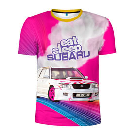 Мужская футболка 3D спортивная с принтом Subaru , 100% полиэстер с улучшенными характеристиками | приталенный силуэт, круглая горловина, широкие плечи, сужается к линии бедра | drag | eat | ej20 | forester | jdm | rainbow | sf5 | sleep | subaru | субару | супердрифтбитва | форестер