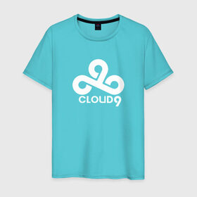 Мужская футболка хлопок с принтом Cloud9 , 100% хлопок | прямой крой, круглый вырез горловины, длина до линии бедер, слегка спущенное плечо. | на макете изображен логотип известной киберспортивной команды cloud9cloud9