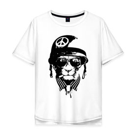 Мужская футболка хлопок Oversize с принтом Pacific cat , 100% хлопок | свободный крой, круглый ворот, “спинка” длиннее передней части | кот | крутой кот | лев | пацифик