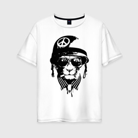 Женская футболка хлопок Oversize с принтом Pacific cat , 100% хлопок | свободный крой, круглый ворот, спущенный рукав, длина до линии бедер
 | кот | крутой кот | лев | пацифик